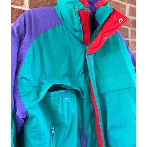 Vintage Expeditions 90s Teal Purple Red Ski Jacket – Size XL - Picture 14 of 15